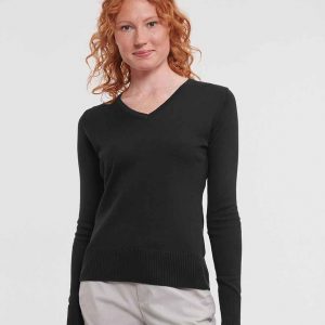 Russell Athletic Collection Ladies Cotton Acrylic V Neck Sweater 710F