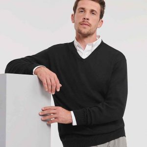 Russell Athletic Collection Cotton Acrylic V Neck Sweater 710M