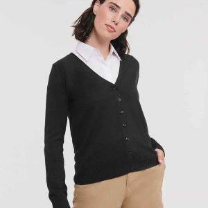Russell Athletic Collection Ladies Cotton Acrylic V Neck Cardigan 715F