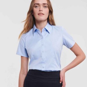 Russell Athletic Collection Ladies Short Sleeve Herringbone Shirt 963F