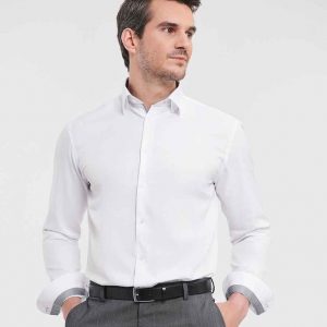 Russell Athletic Collection Long Sleeve Contrast Herringbone Shirt 964M