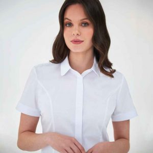 Brook Taverner Ladies Soave Short Sleeve Poplin Shirt 2269