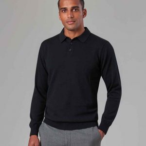 Brook Taverner Casper Knitted Long Sleeve Polo Shirt 4219