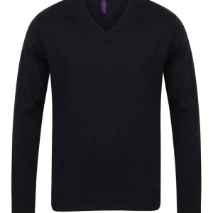 Henbury Lightweight Cotton Acrylic V Neck Sweater H720