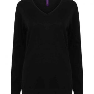 Henbury Ladies Lightweight Cotton Acrylic V Neck Sweater H721