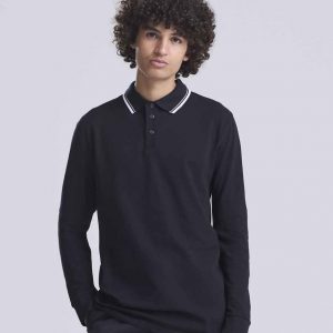 AWDis Long Sleeve Tipped 100 Polo Shirt JP103