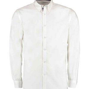 Kustom Kit Premium Long Sleeve Contrast Tailored Oxford Shirt KK190
