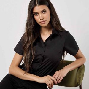Kustom Kit Ladies Short Sleeve Tailored Poplin Shirt KK241