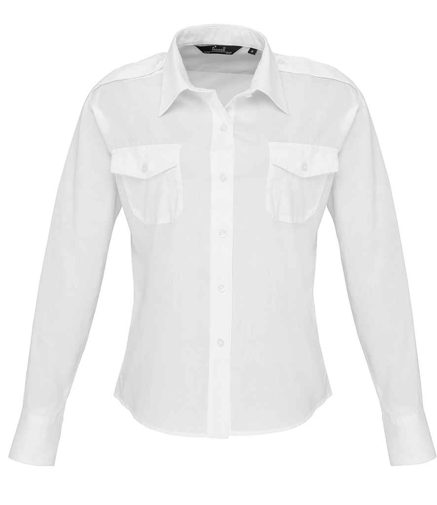Premier Ladies Long Sleeve Pilot Shirt PR310 - Image 2