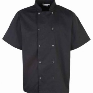 Premier Unisex Short Sleeve Stud Front Chef's Jacket PR664