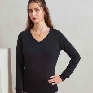 Premier Ladies Knitted Cotton Acrylic V Neck Sweater PR696